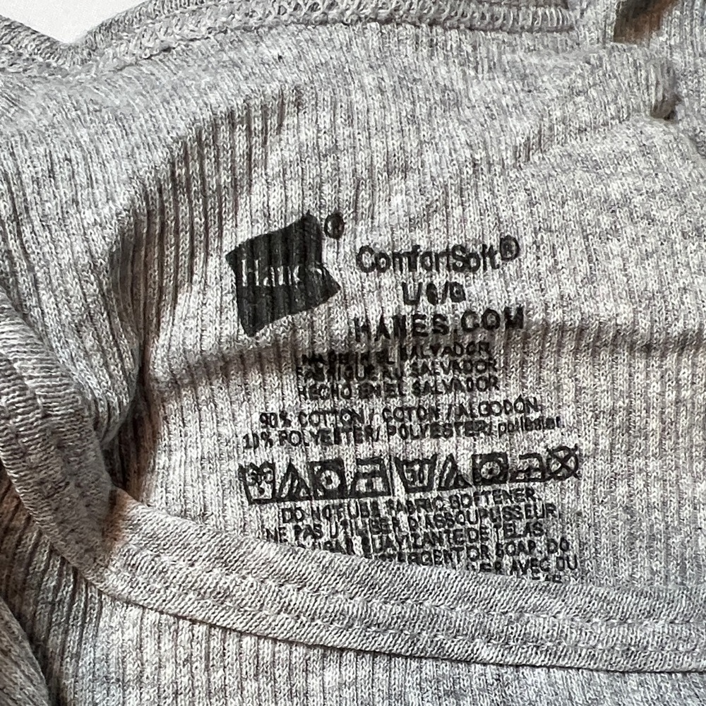 Hanes Men's Light Gray Crewneck Top